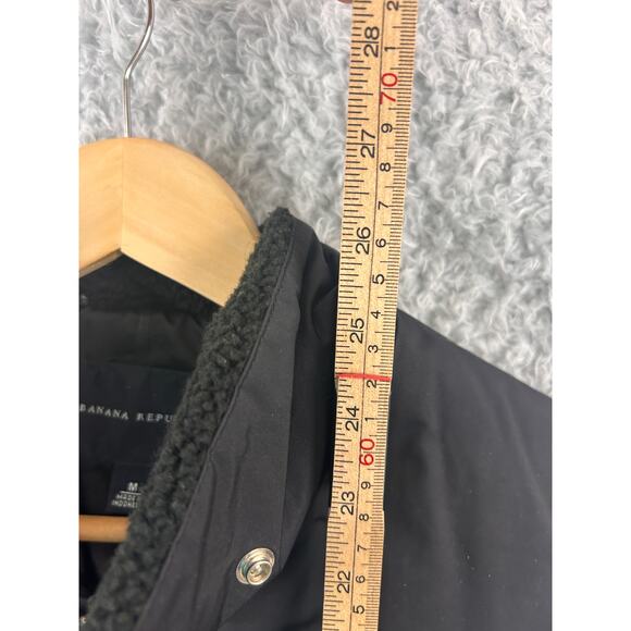 Banana Republic Black Quilted Puffer Vest Women’s Medium Zip Front Fleece Lined - Picture 7 of 9